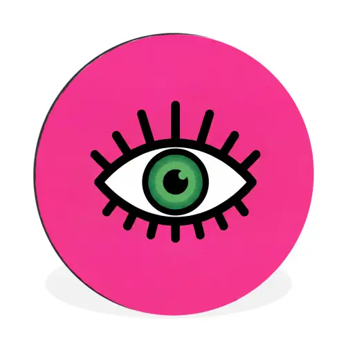 Minimalistisch - Oog - Roze Wandcirkel aluminium klein -3d