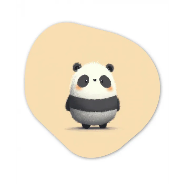 Panda - Beige - Minimalistisch Wandcirkel Organisch Forex 3mm klein -3d