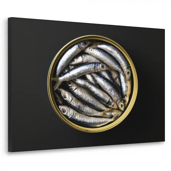 Sardines - Vissen - Rond - Zwart Textielframe - compleet frame klein -3d