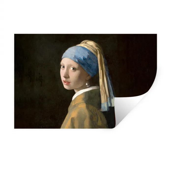 Meisje met de parel - Schilderij - Oude meesters - Vermeer Muursticker klein -3d
