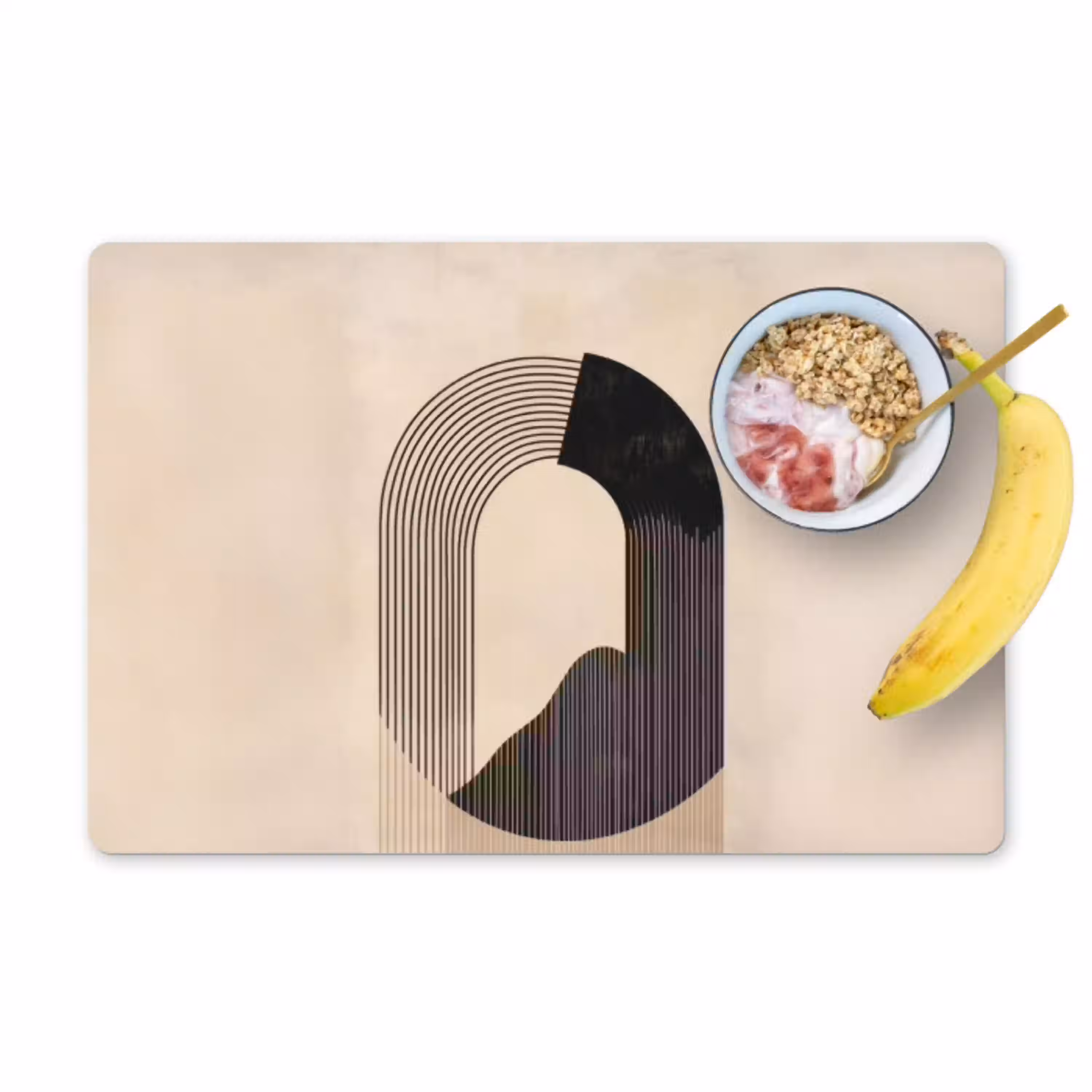 Grafisch gebogen motief - Beige Placemat vinyl groot -zzzproduct_Kitchenyeah-website