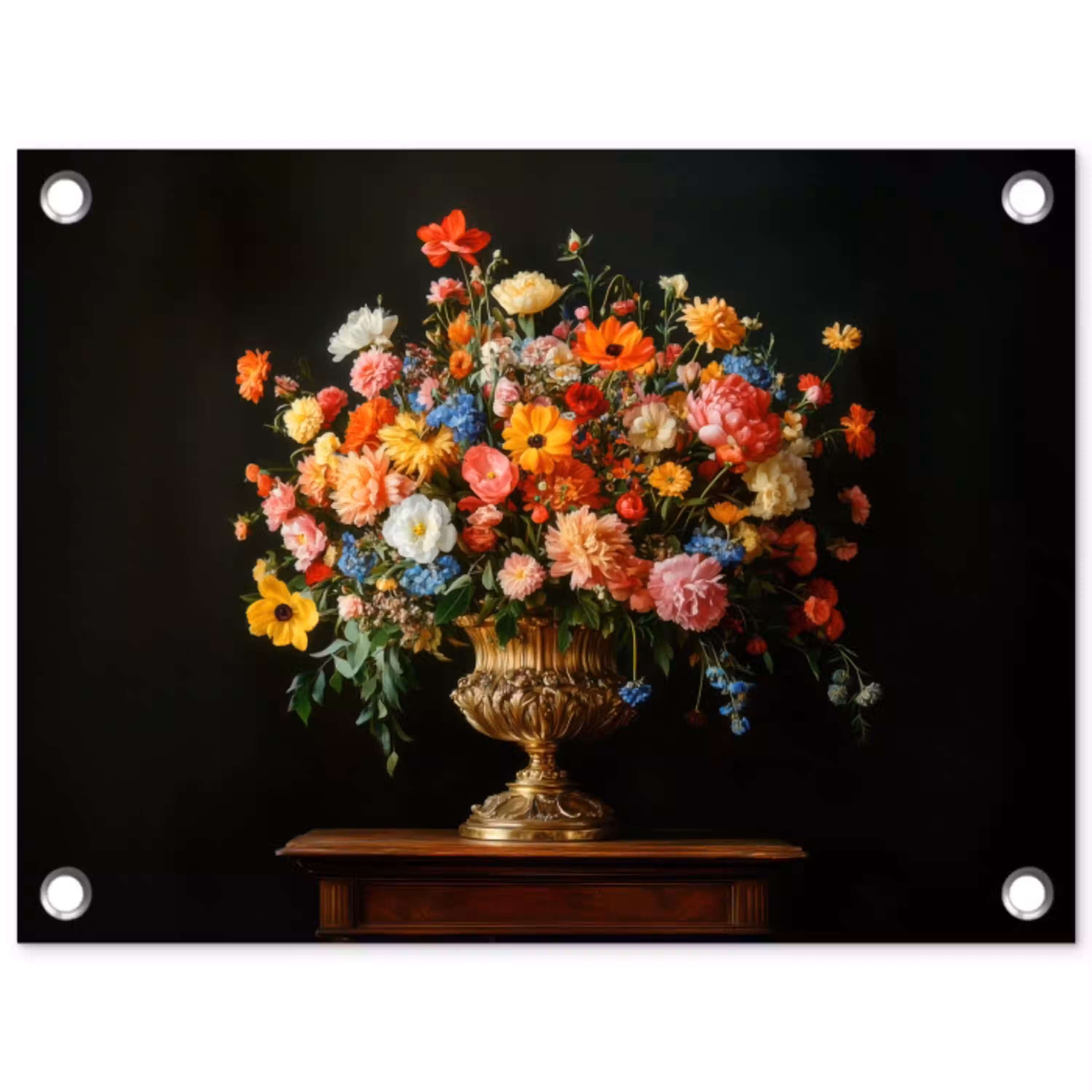 Goud - Bloemen - Kleuren - Vaas tuinposter los doek klein -3d