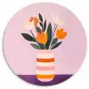 Tulpen - Vaas - Strepen - Paars Wandcirkel plexiglas klein -3d