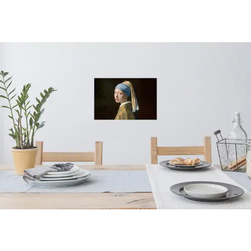 Meisje met de parel - Schilderij - Oude meesters - Vermeer Muursticker klein -eettafel