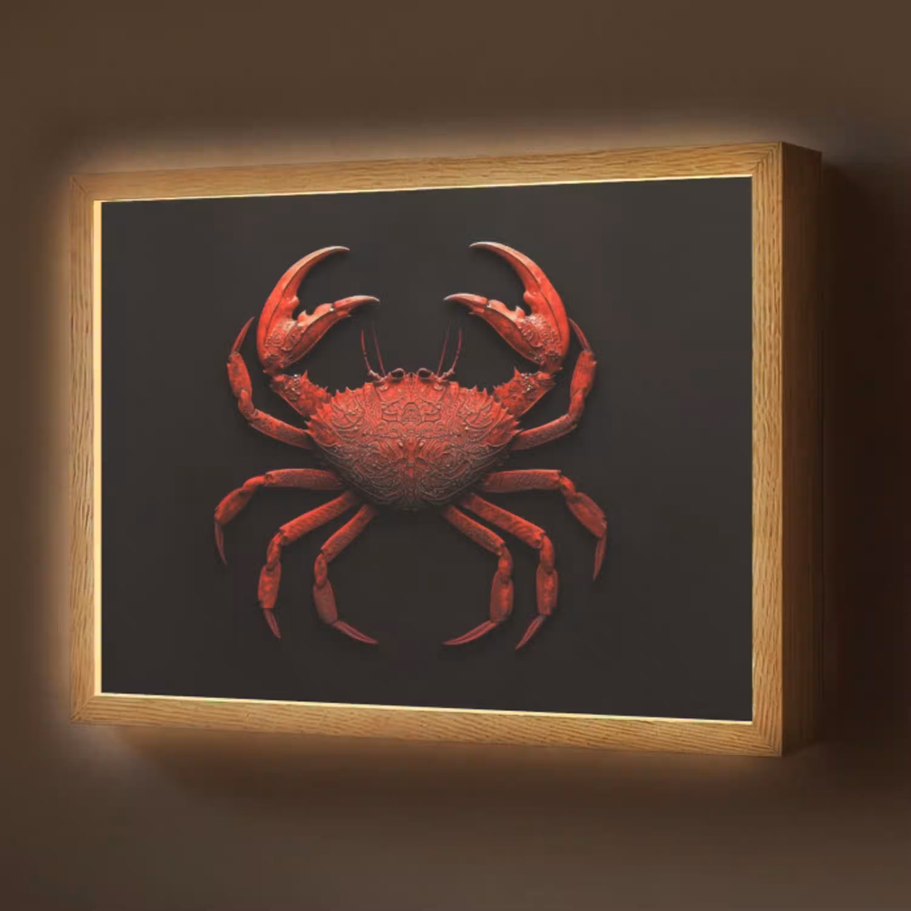 Krab - Rood - Vissen - Schaaldieren Light Box met batterij (Wandlamp) middel -z3d_website