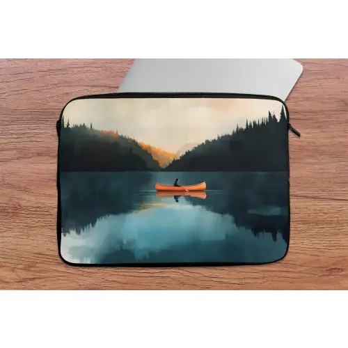 Bossen - Meer - Kano - Oranje laptophoes neopreen klein -tafel