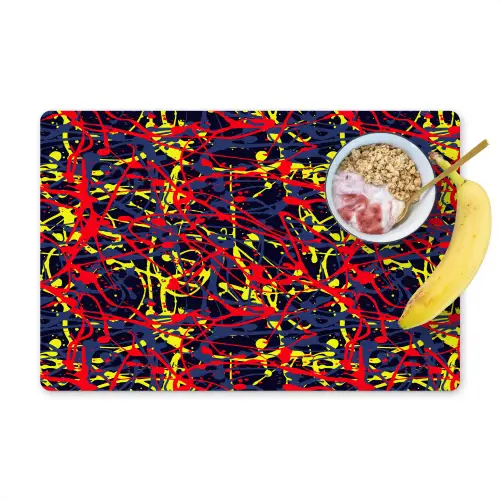 Waterverf - Rood - Geel Placemat vinyl groot 368 -zzzproduct_Kitchenyeah-website