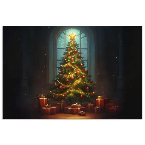 Kerstboom - Cadeau - Kerst - Winter poster papier klein -3d