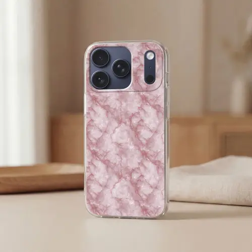 Roze - Kwartsmarmer - Aders Telefoonhoesje iPhone 17 Pro klein 878 -sfeer2
