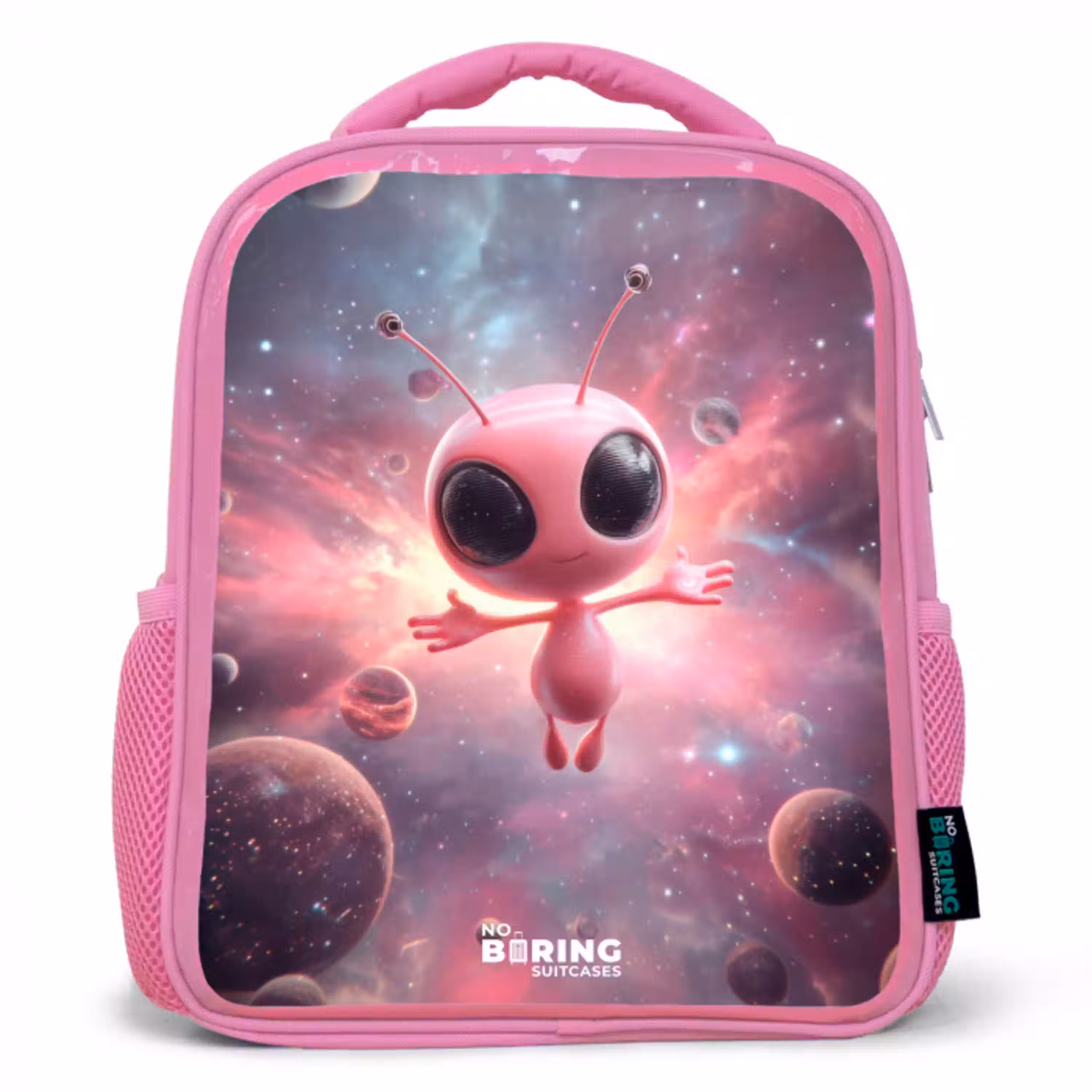 Roze Alien in Sterrennevel Kinderrugzak - Roze middel -3d