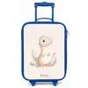 Beige dinosaurus met groene blaadjes Kinderkoffer - Blauw klein -zz3dotto