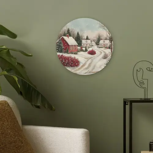Kerstsfeer - Landelijk - Rood Akoestische PET Vilt - Rond klein -sfeer2