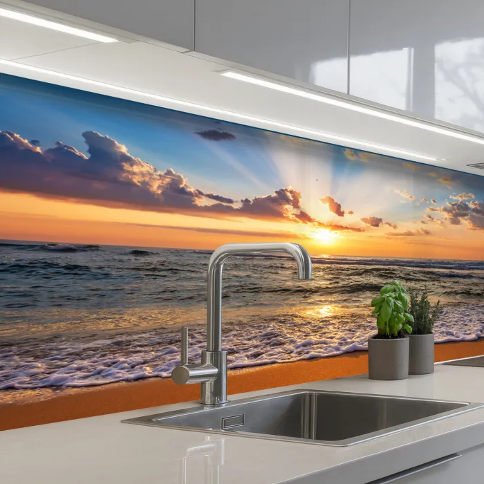 Strand - Zonsondergang - Zee - Wolken - Horizon keuken achterwand 2 middel -3d_schuin