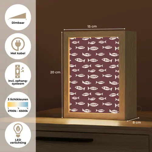 Vissen - Grafisch - Patroon - Donker Light Box met kabel (Tafellamp) klein 925 -USP_NL