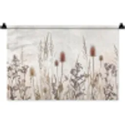 Weidebloemen - Design - Sepia Wandkleed katoen klein -zz3d