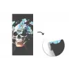 Schedel - Blauw - Bloemen - Bladeren fotobehang vinyl groot -3d