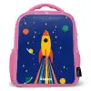 Raket - Sterren - Planeet - Ruimte Kinderrugzak - Roze middel -3d