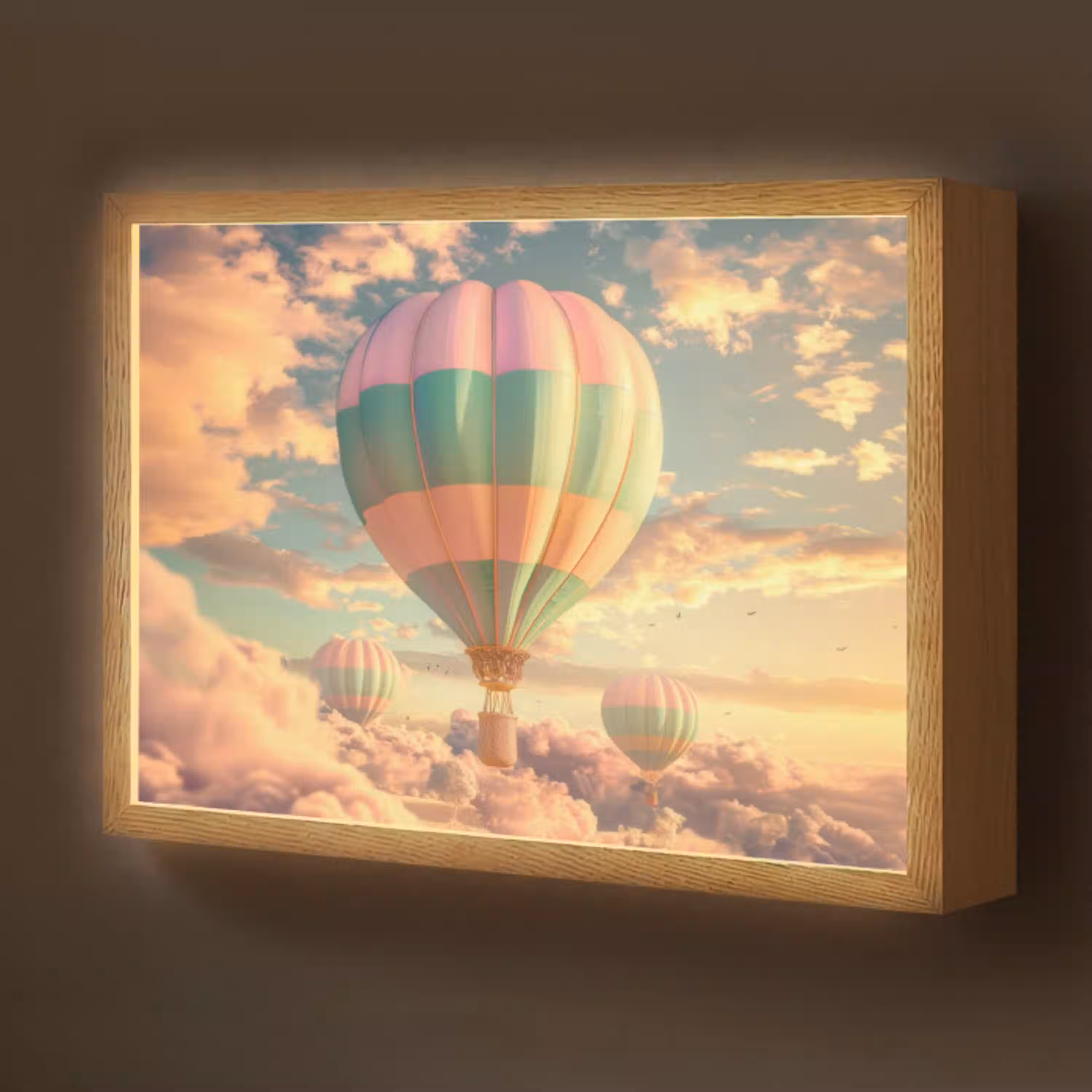 Luchtballon - Dromen - Wolken - Lucht Light Box met batterij (Wandlamp kind) middel -z3d_website
