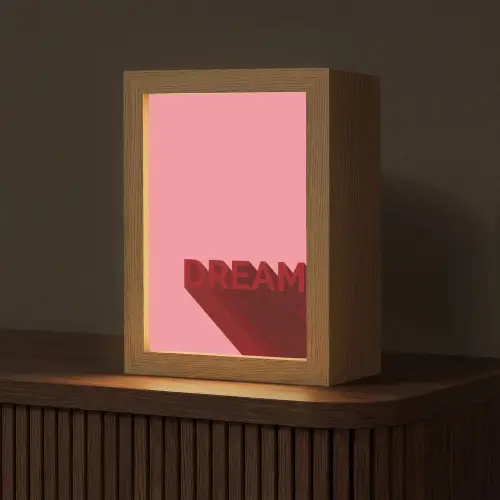 Dream - 3D - Rood - Roze Light Box met kabel (Tafellamp) klein -z3d_website