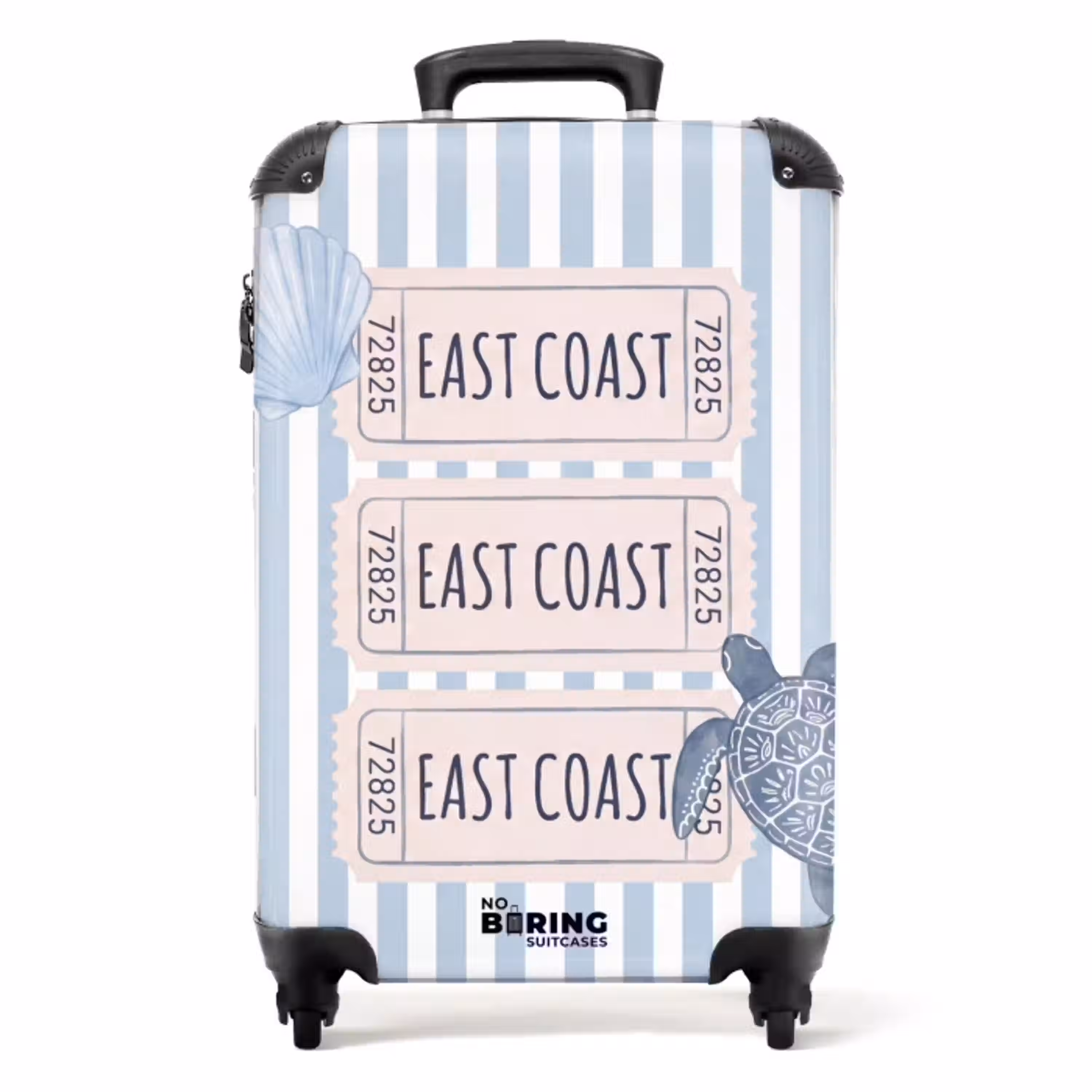 Schelp - Oceaan - Kust - Blauw - Illustratie NBS - Handbagage koffer - Volwassenen Unisex middel -productfoto_recht