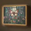 Vlinder - Roze - Bloemen - Bladeren Light Box met batterij (Wandlamp) middel -z3d_website