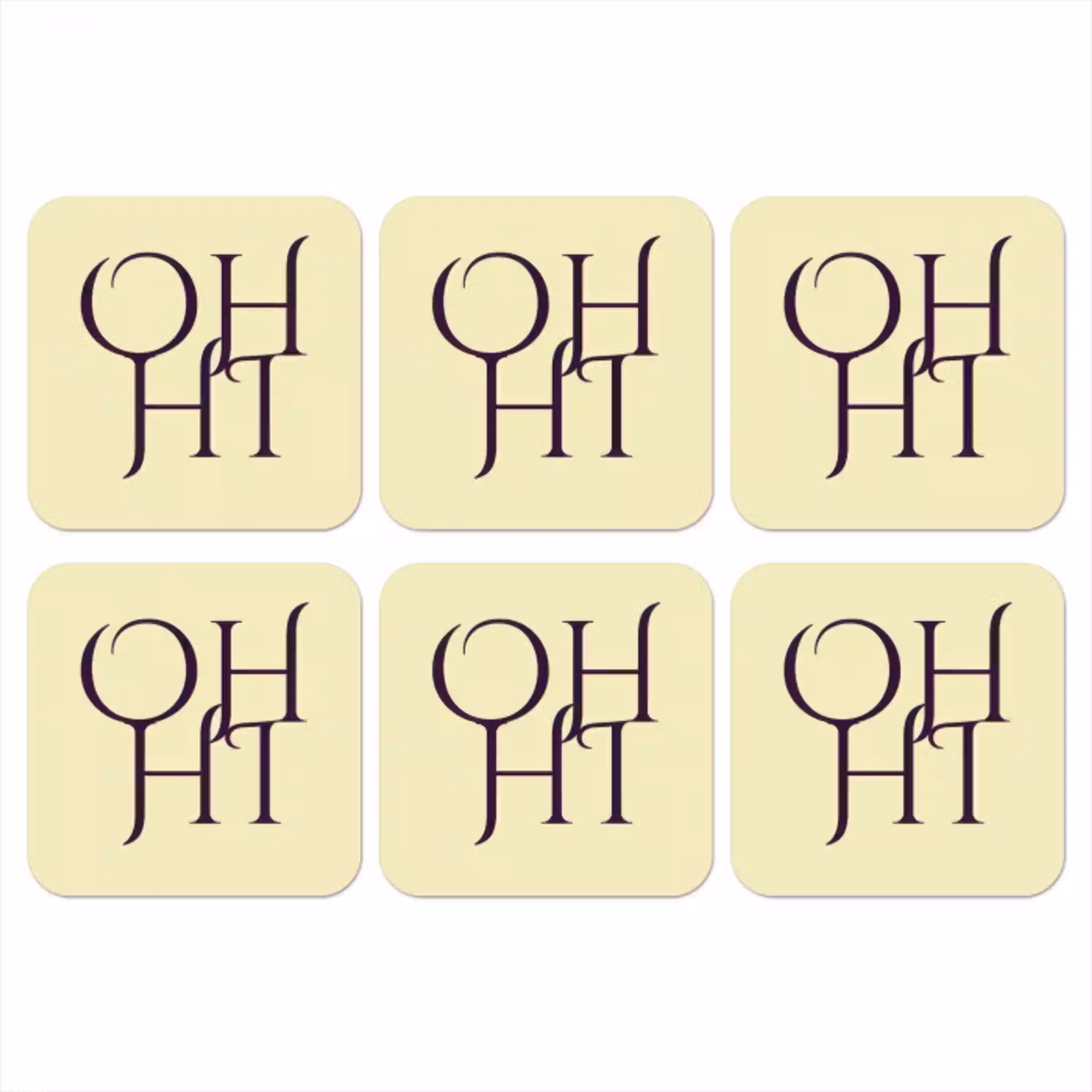 Oh hi - Geel - Monogram onderzetter kurk middel -3d