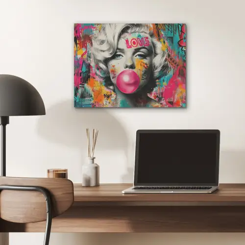 Vrouw - Kauwgom - Graffiti - Neonkleuren PET vilt klein -sfeer5