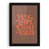 Yes girl you can - Oranje - Bruin fotolijst zwart zonder passe partout klein -3d