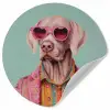 Hond - Overhemd - Bloemen - Bril Wandcirkel behangsticker klein -3d