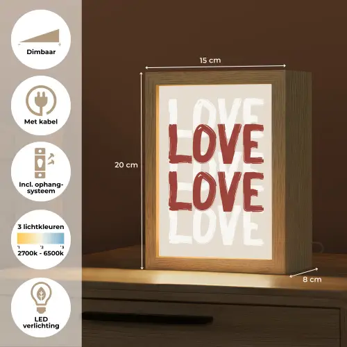 Love - Rood - Tekst Light Box met kabel (Tafellamp) klein -USP_NL