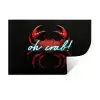 Krab - Rood - Neon - Quote Muursticker klein -3d