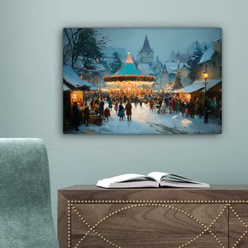 Winterkermis - Dorp - Kleurrijk canvas 2cm klein -sfeer4