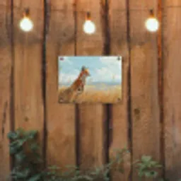 Vos - Gras - Wolken - Oranje tuinposter los doek klein -sfeer1