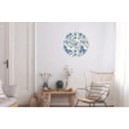 Vlinders - Bloemen - Blauw - Botanisch Wandcirkel aluminium klein 190 -woonkamer