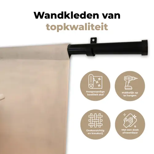 Koffie - Melkschuim - Lach - Beige Wandkleed katoen klein -sfeer2