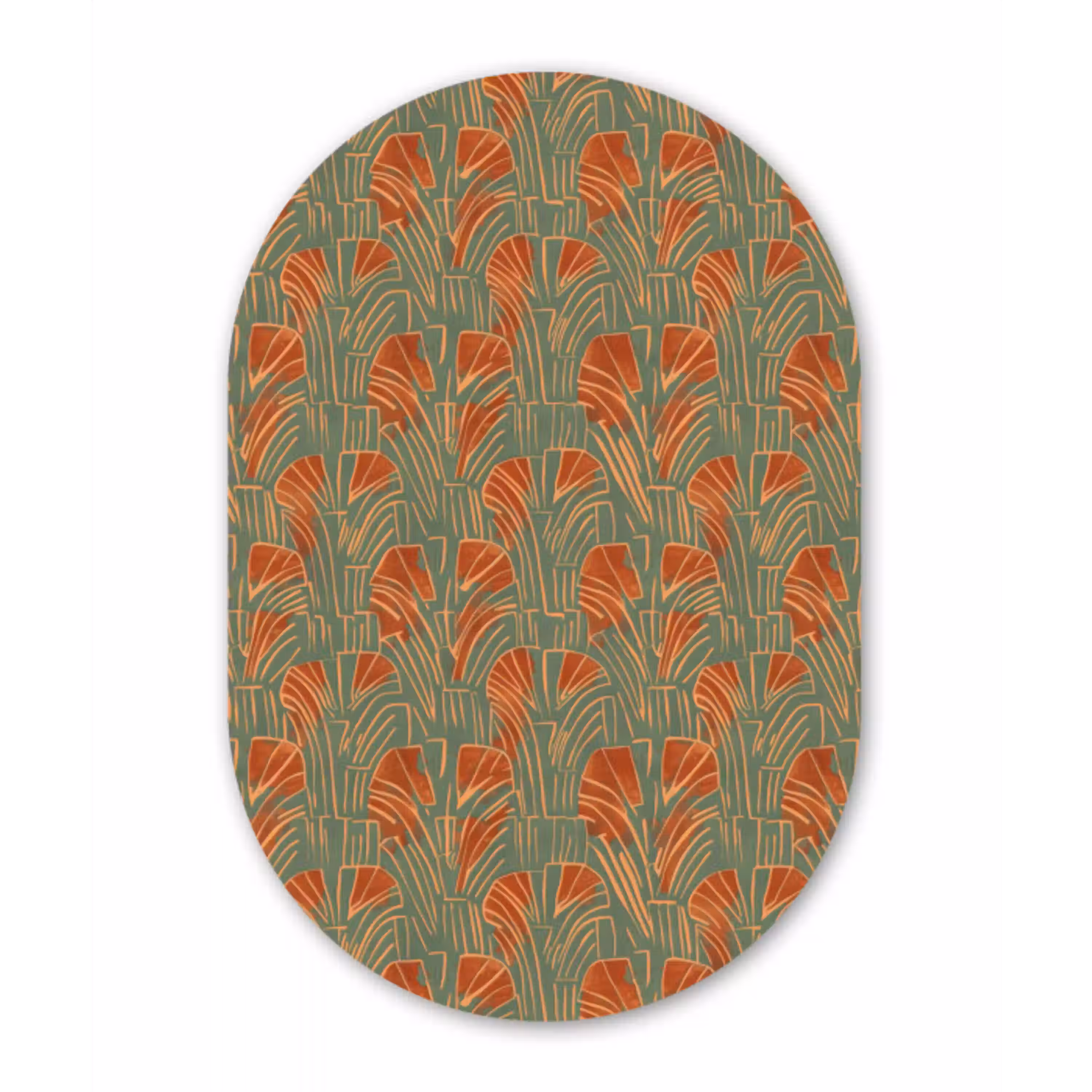 Groen - Terracotta - Deco - Waaiers Wandcirkel Ovaal Forex klein 630 -3d