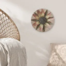 Droogbloem - Protea - Vintage - Beige - Rustiek Akoestische PET Vilt - Rond klein -sfeer4