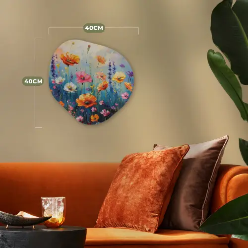 Bloemen - Natuur - Waterverf - Kunst Wandcirkel Organisch Forex 3mm klein -sfeer3