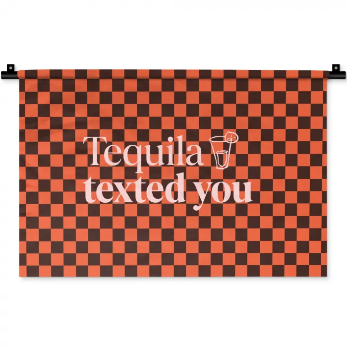 Tequila texted you - Glas - Vierkanten - Oranje Wandkleed katoen klein -zz3d