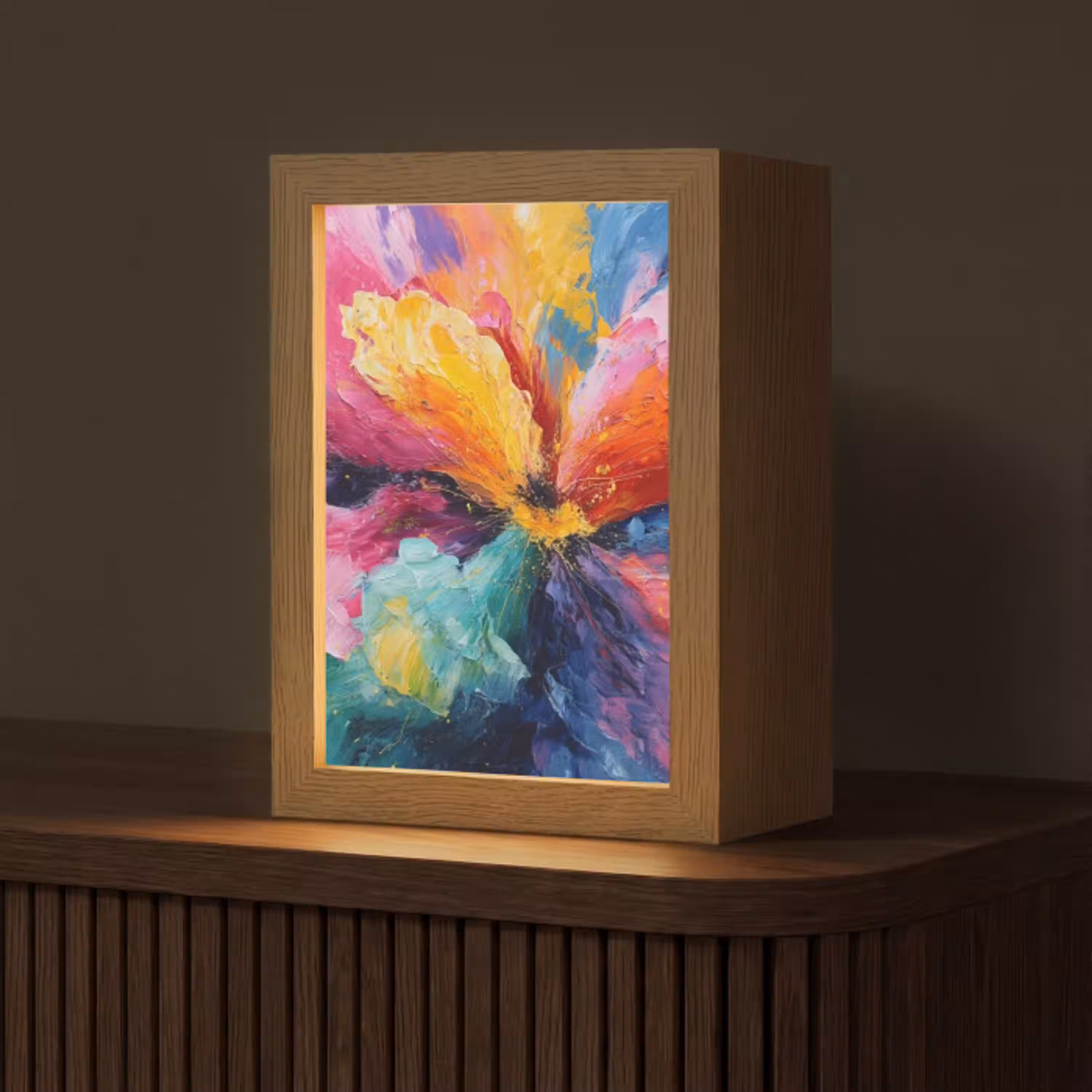 Bloemexplosie - Veelkleurig - Bewegend Light Box met kabel (Tafellamp) klein -z3d_website