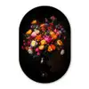 Kleurrijk - Boeket - Vaas - Donkerbruin Wandcirkel Ovaal Glas middel -3d