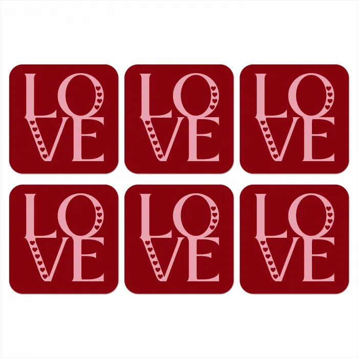 Love - Rood - Hatjes onderzetter kurk middel -3d