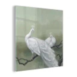 Pauwen - Wit - Natuur - Groen plexiglas 5mm klein -z3d