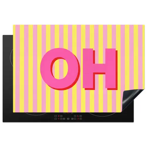 Tekst - Strepen - Roze Inductie beschermer vinyl 3mm klein -3d