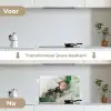Marmer - Goud - Groen - Luxe keuken achterwand spatscherm klein -voor_na_NL