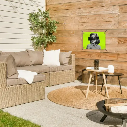 Vrouw - Sterrenhemel - Groen tuinposter los doek klein -sfeer4