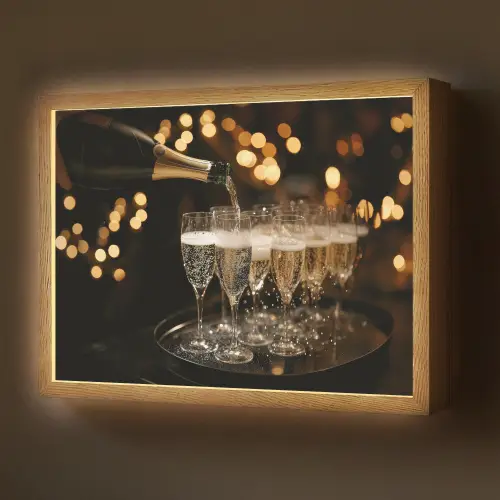 Lichtjes - Champagne - Dienblad - Glazen Light Box met batterij (Wandlamp) middel -z3d_website