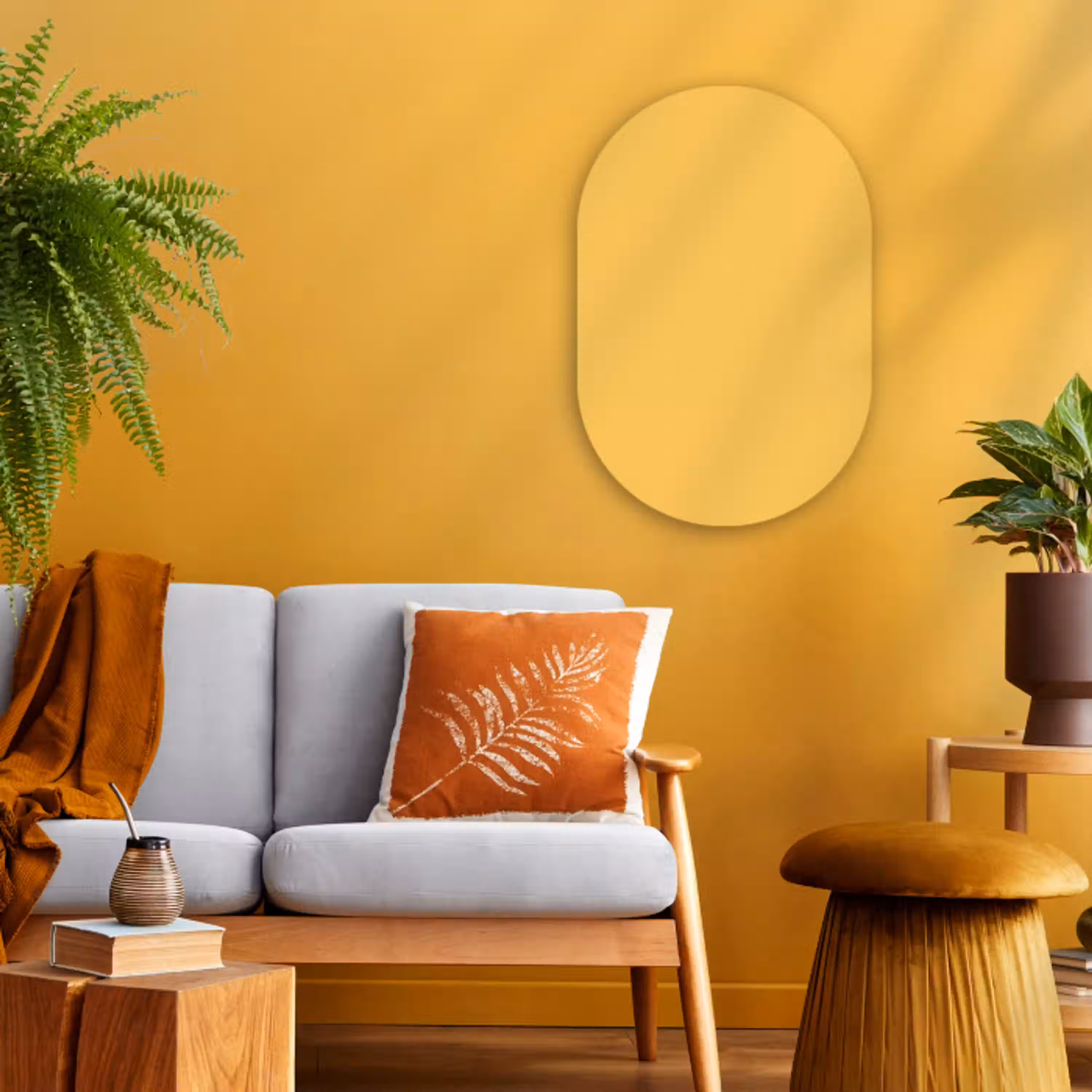 Warm - Sand - Terracotta Wandcirkel Ovaal Forex klein 630 -sfeer4