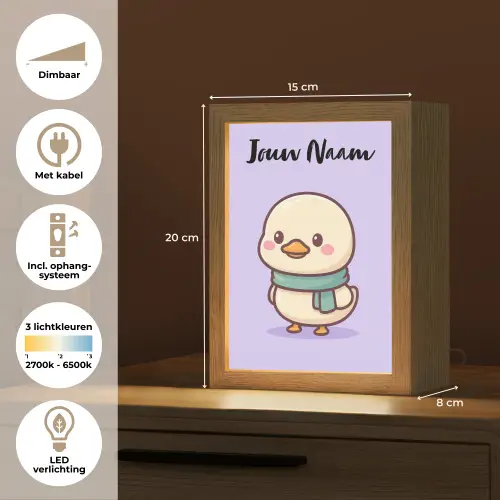 Eend - Paars - Sjaal Light Box met kabel (Kinderlampje) klein -USP_NL