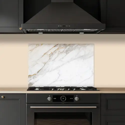 Marmer - Steen - Wit - Goud - Marmerlook - Steen - Luxe keuken achterwand spatscherm klein -sfeer1